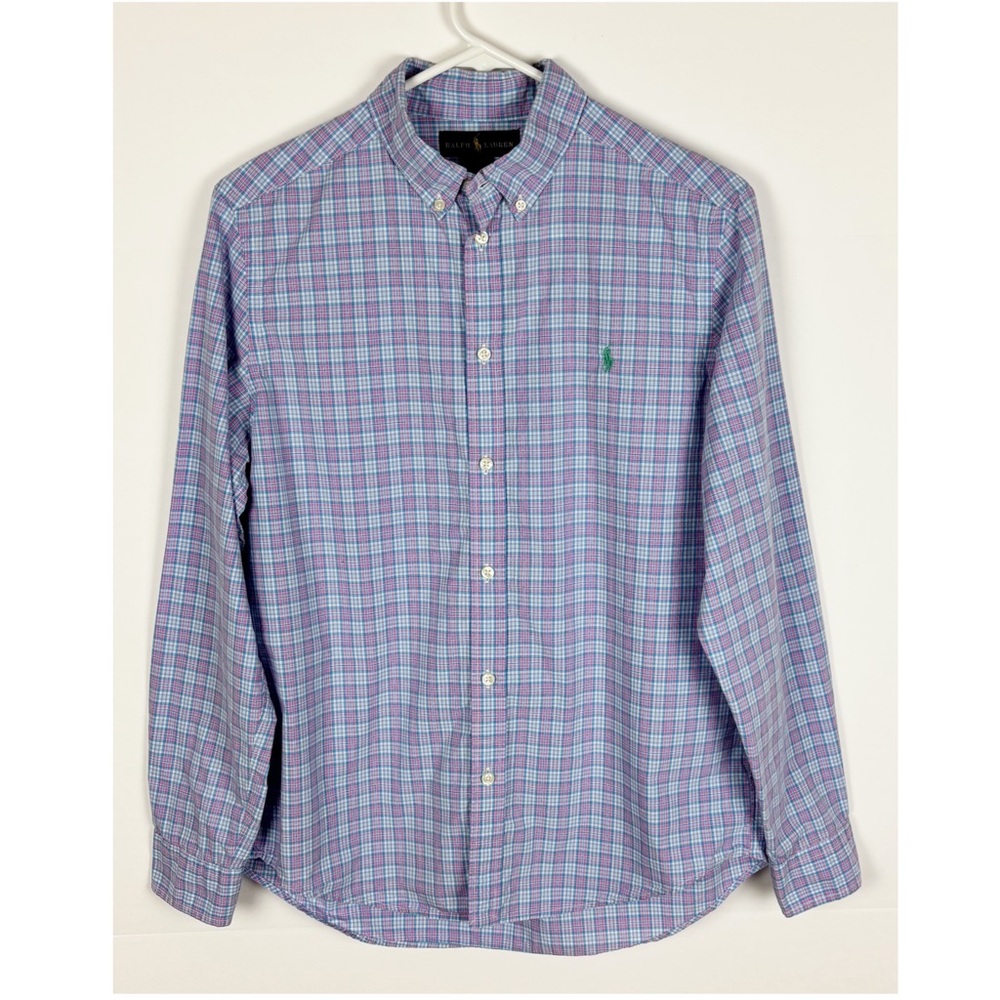 Ralph Lauren Button Down Shirt Boys Size XL 18-20 Long Sleeve Blue Pink - Picture 4 of 4